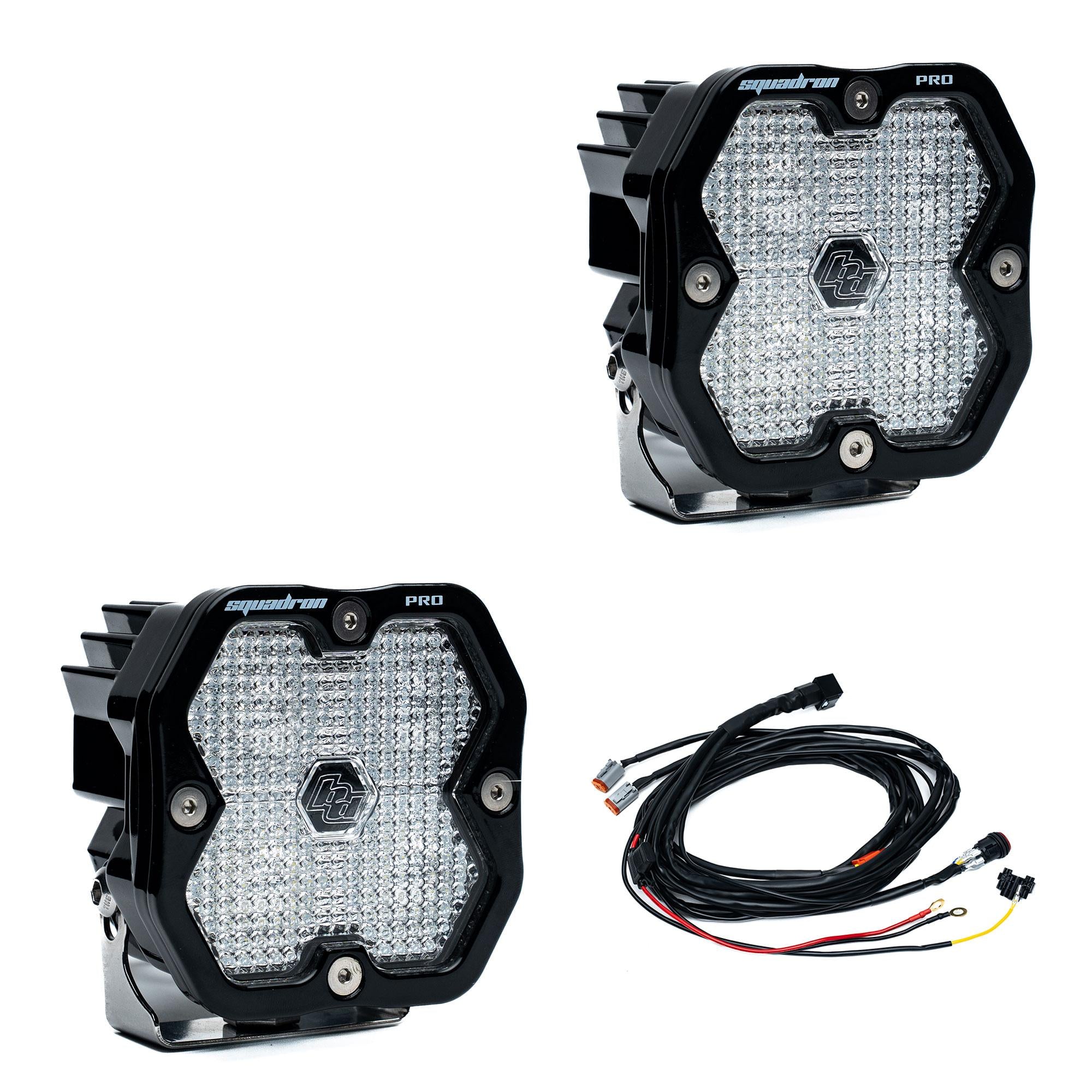 Squadron 2.0 Pro Black LED Auxiliary Light Pod Pair Universal Clear