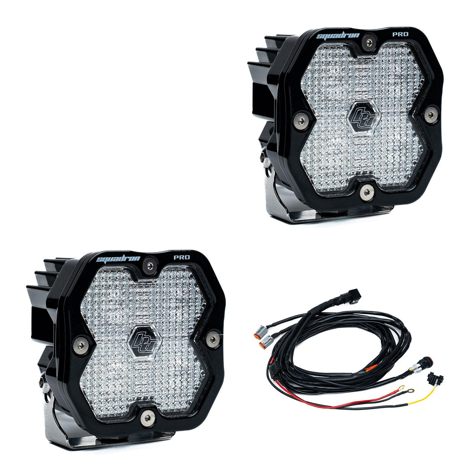 Squadron 2.0 Pro Black LED Auxiliary Light Pod Pair Universal Clear