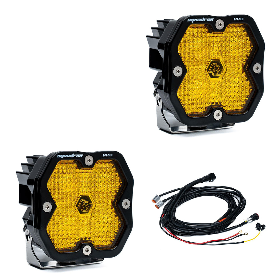 Squadron 2.0 Pro Black LED Auxiliary Light Pod Pair Universal Baja Amber