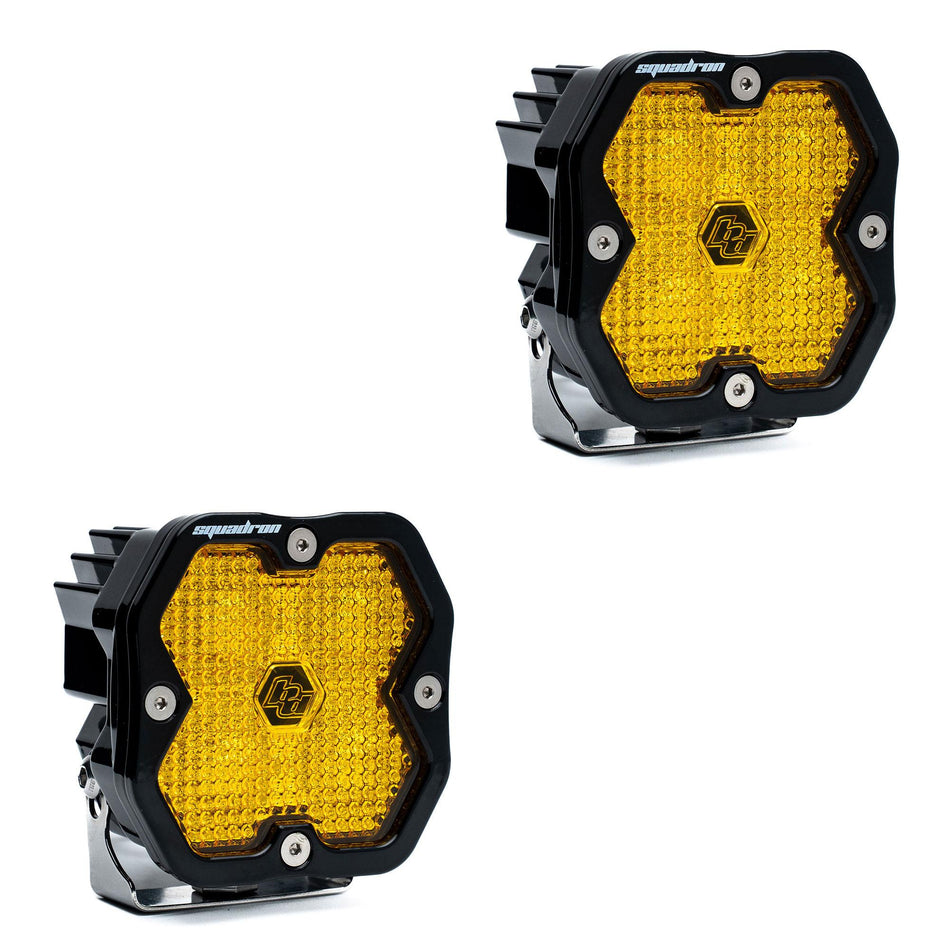 Squadron 2.0 Sport Black LED Auxiliary Light Pod Pair Universal Baja Amber