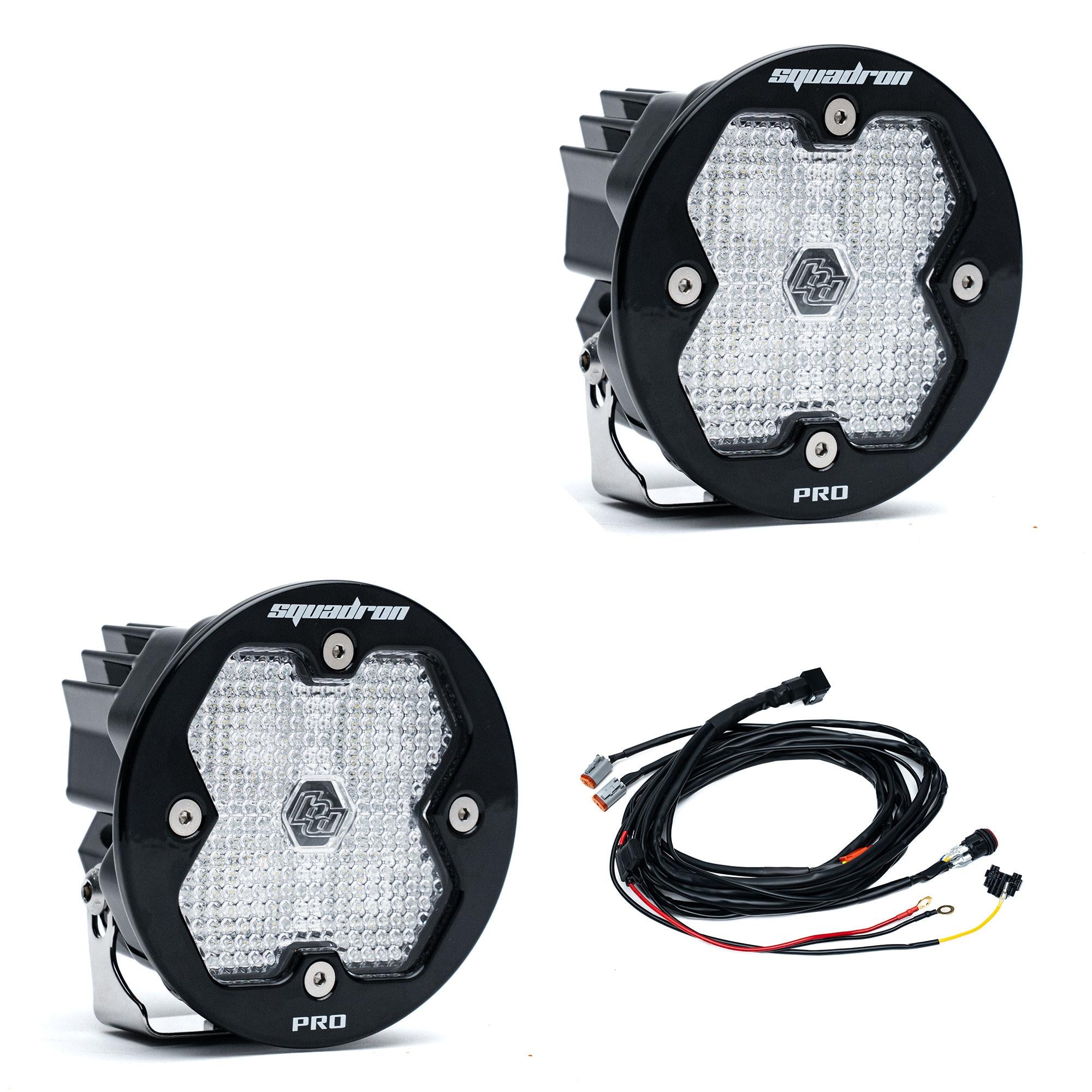 Squadron-R 2.0 Pro Black LED Auxiliary Light Pod Pair Universal Clear