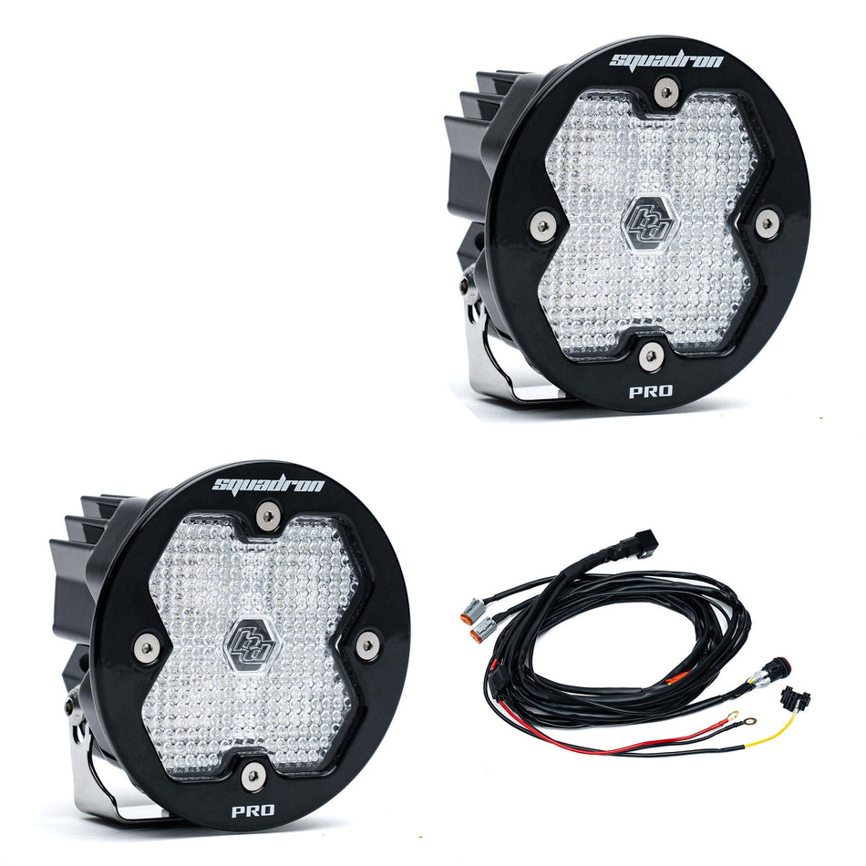 Squadron-R 2.0 Pro Black LED Auxiliary Light Pod Pair Universal Clear