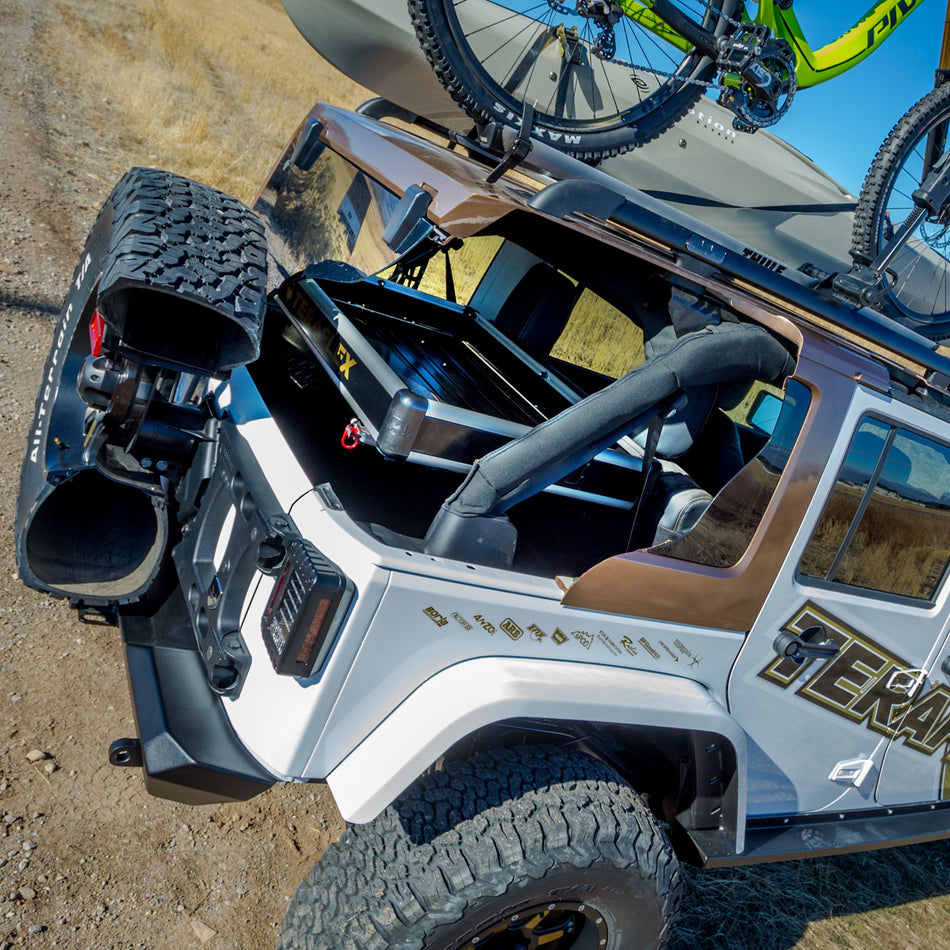 Jeep JKU 4 Door Wasatch Rear Cargo Rack Silver Rails 07-18 Wrangler JKU TeraFlex