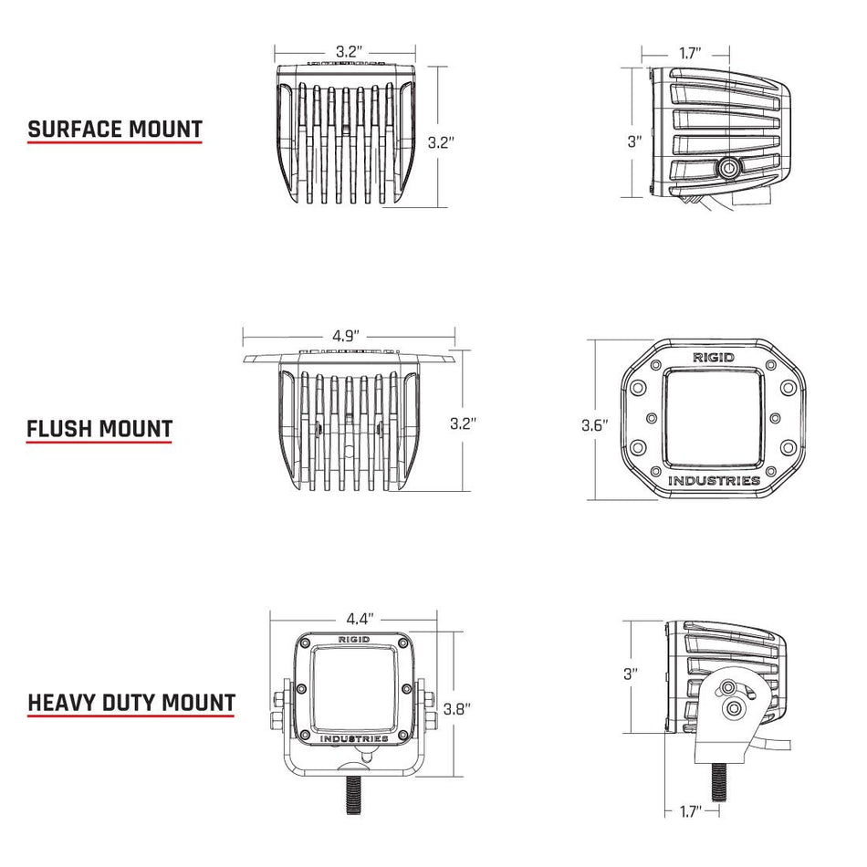 Rigid Industries D-SERIES PRO SPOT MIDNIGHT PAIR Surface Mount